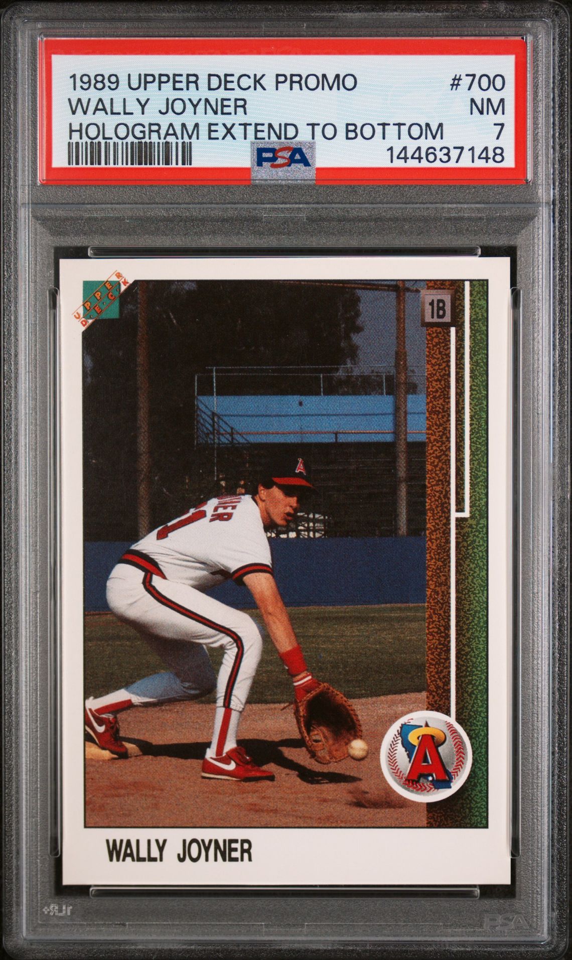 1989 Upper Deck UPPER DECK PROMO HOLOGRAM EXTEND TO BOTTOM #700 Wally Joyner front