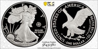 2025-W $1 Silver Eagle w/ U.S. Army Privy 250th Anniversary First Strike PR70DCAM