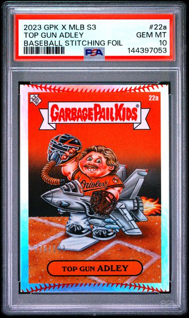 2023 Topps Garbage Pail Kids BASEBALL STITCHING FOIL #22A Top Gun Adley front