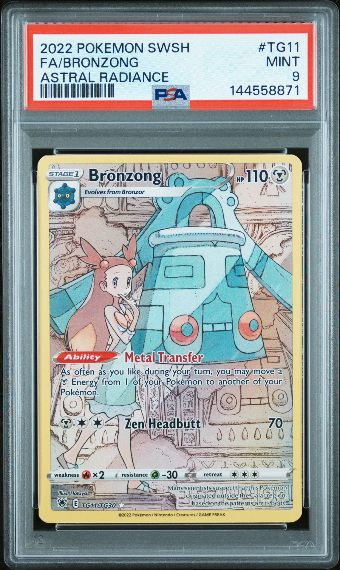 2022 Pokemon Sword & Shield Astral Radiance Fa/Bronzong #Tg11 (Astral Radiance) Mint 9 front