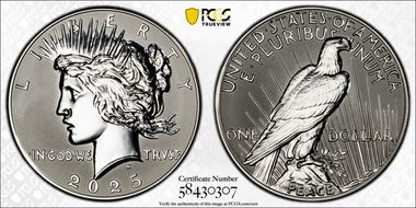 2025-S $1 Peace Dollar Rev PR Two-Coin Reverse Proof Set PR70