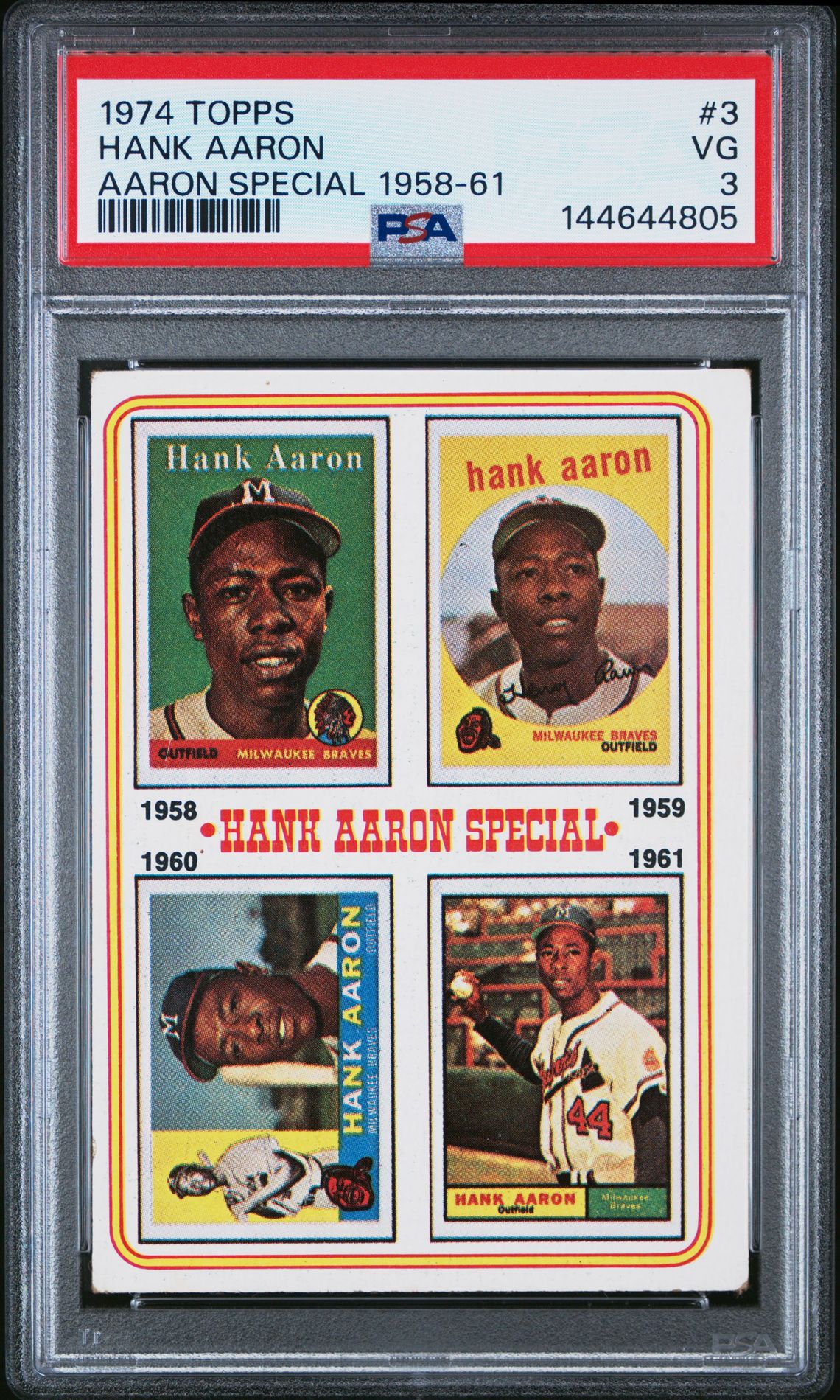 1974 Topps TOPPS AARON SPECIAL 1958-61 #3 Hank Aaron front