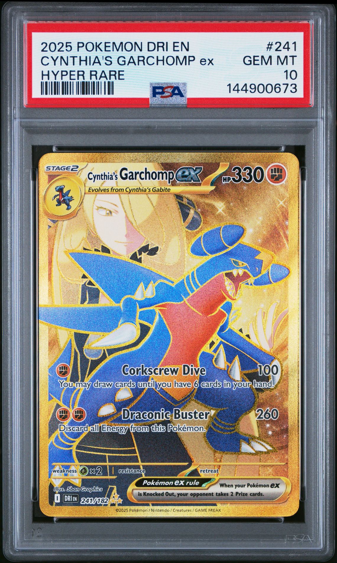 2025 Pokemon POKEMON DRI EN-DESTINED RIVALS HYPER RARE #241 Cynthia's Garchomp EX front