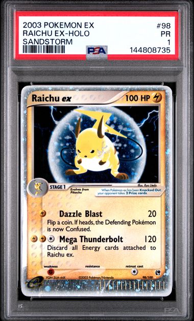 2003 Pokemon Ex Sandstorm #98 Raichu EX-Holo front