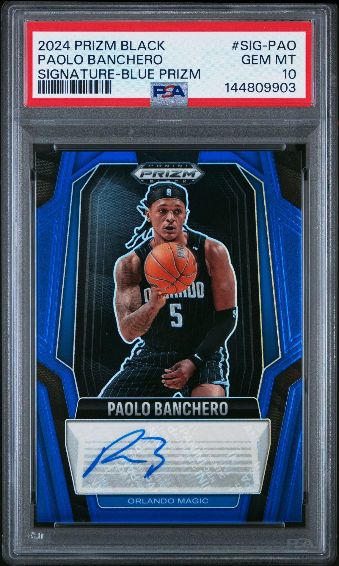 2024 Panini PANINI PRIZM BLACK SIGNATURES BLUE PRIZM #SIG-PAO Paolo Banchero front