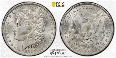 1887-O $1 MS64+ 