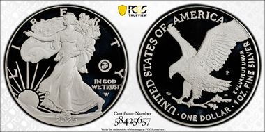2025-P $1 Silver Eagle w/ US Marine Corps Privy 250th Anniversary First Strike PR70DCAM