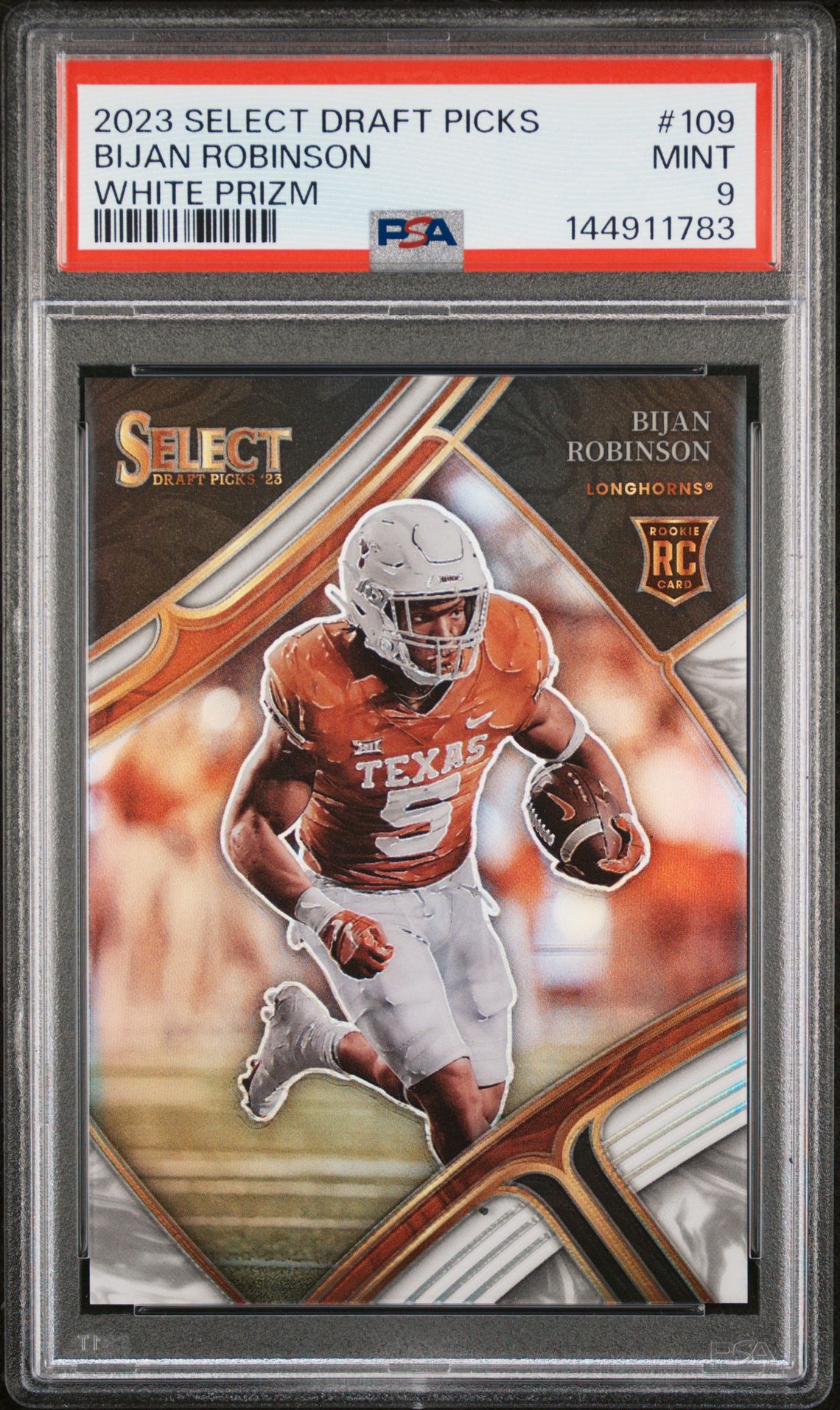 2023 Panini PANINI SELECT DRAFT PICKS WHITE PRIZM #109 Bijan Robinson front
