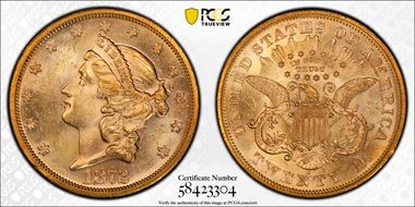 1872-S $20 MS61