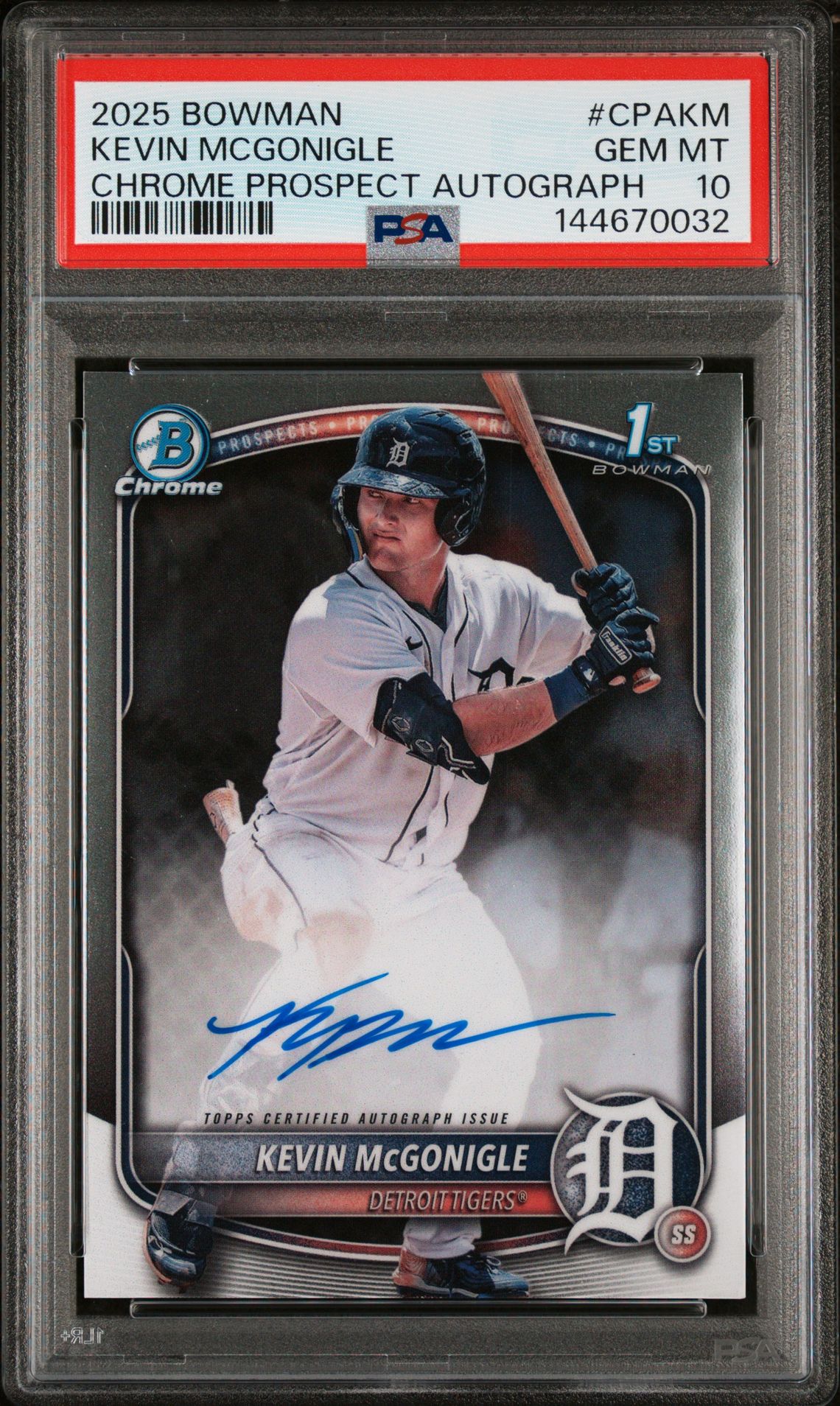 2025 Bowman Chrome Prospect Autographs Kevin Mcgonigle #Cpakm Gem Mt 10 front