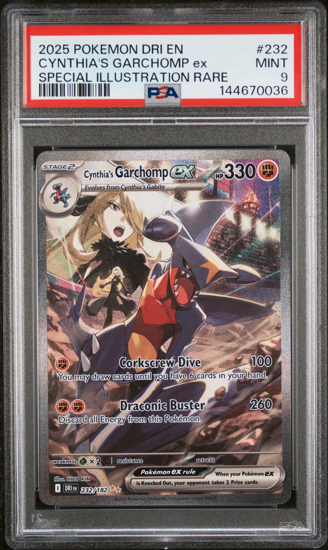 2025 Pokemon Dri En-Destined Rivals Cynthia's Garchomp Ex #232 (Special Illustration Rare) Mint 9 front