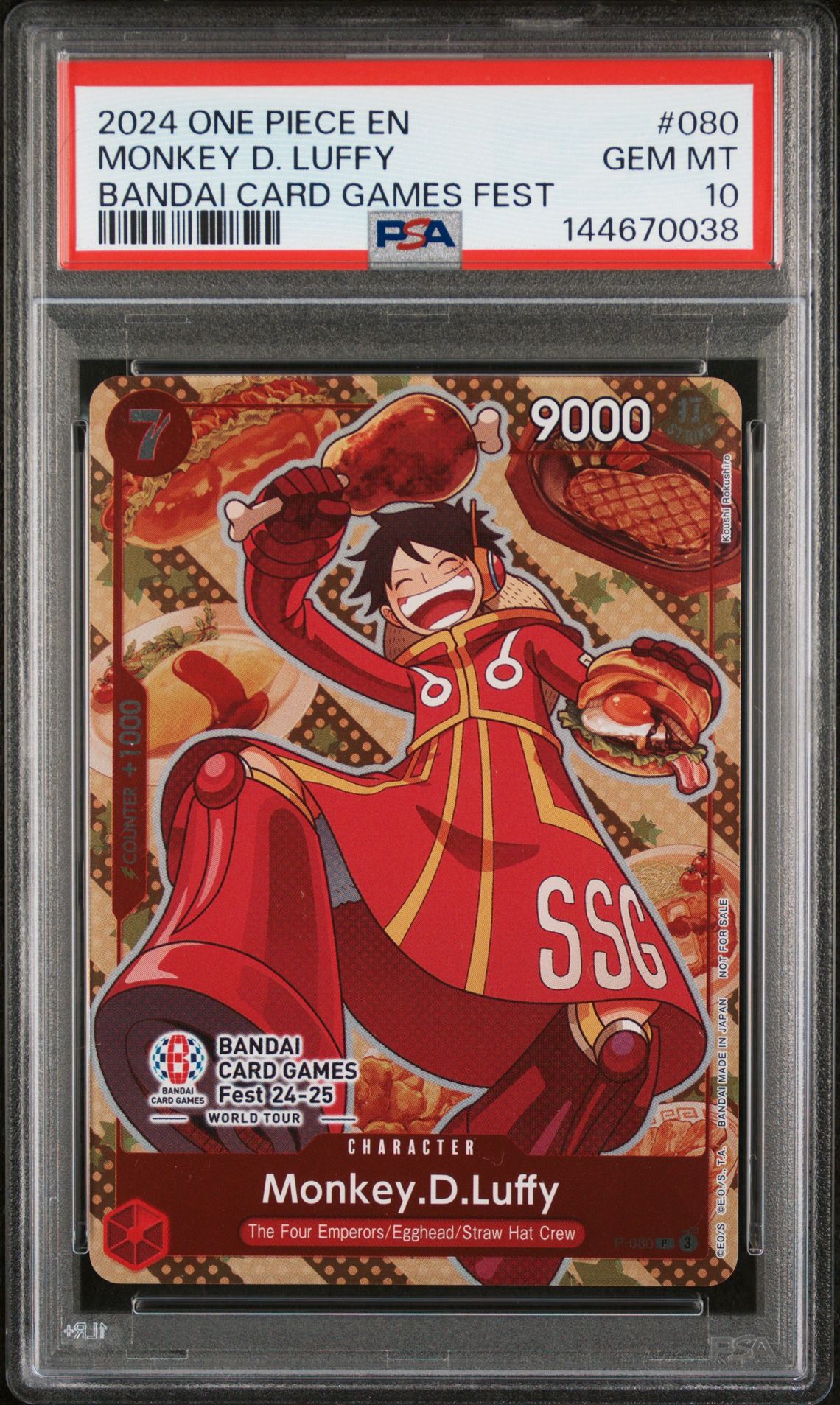 2024 One Piece Promos Monkey D. Luffy #080 (Bandai Card Games Fest) Gem Mt 10 front