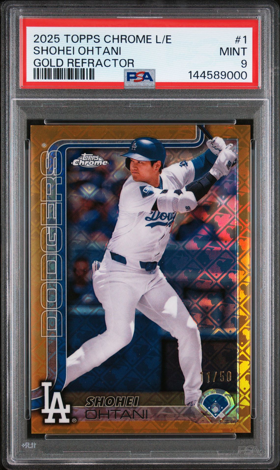 2025 Topps TOPPS CHROME LOGOFRACTOR EDITION GOLD REFRACTOR #1 Shohei Ohtani front