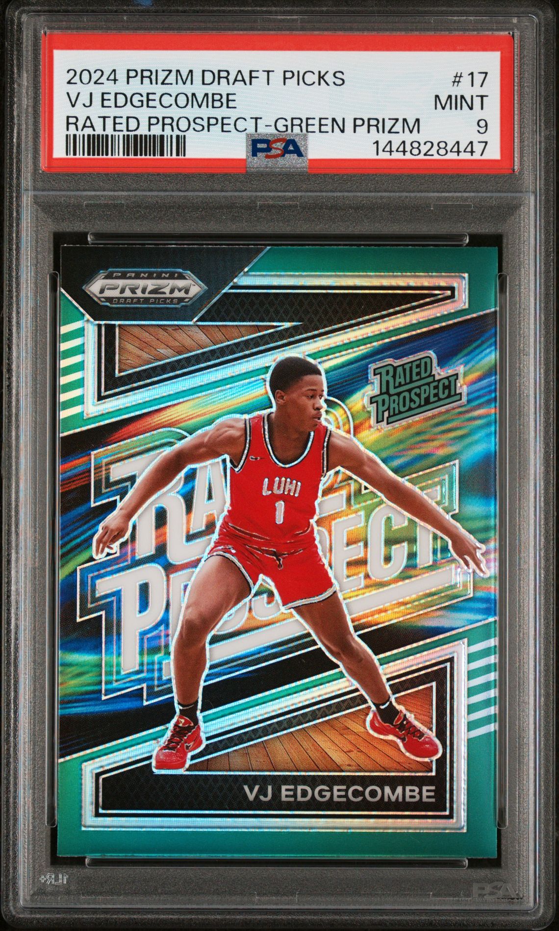 2024 Panini PANINI PRIZM DRAFT PICKS RATED PROSPECT GREEN PRIZM #17 Vj Edgecombe front