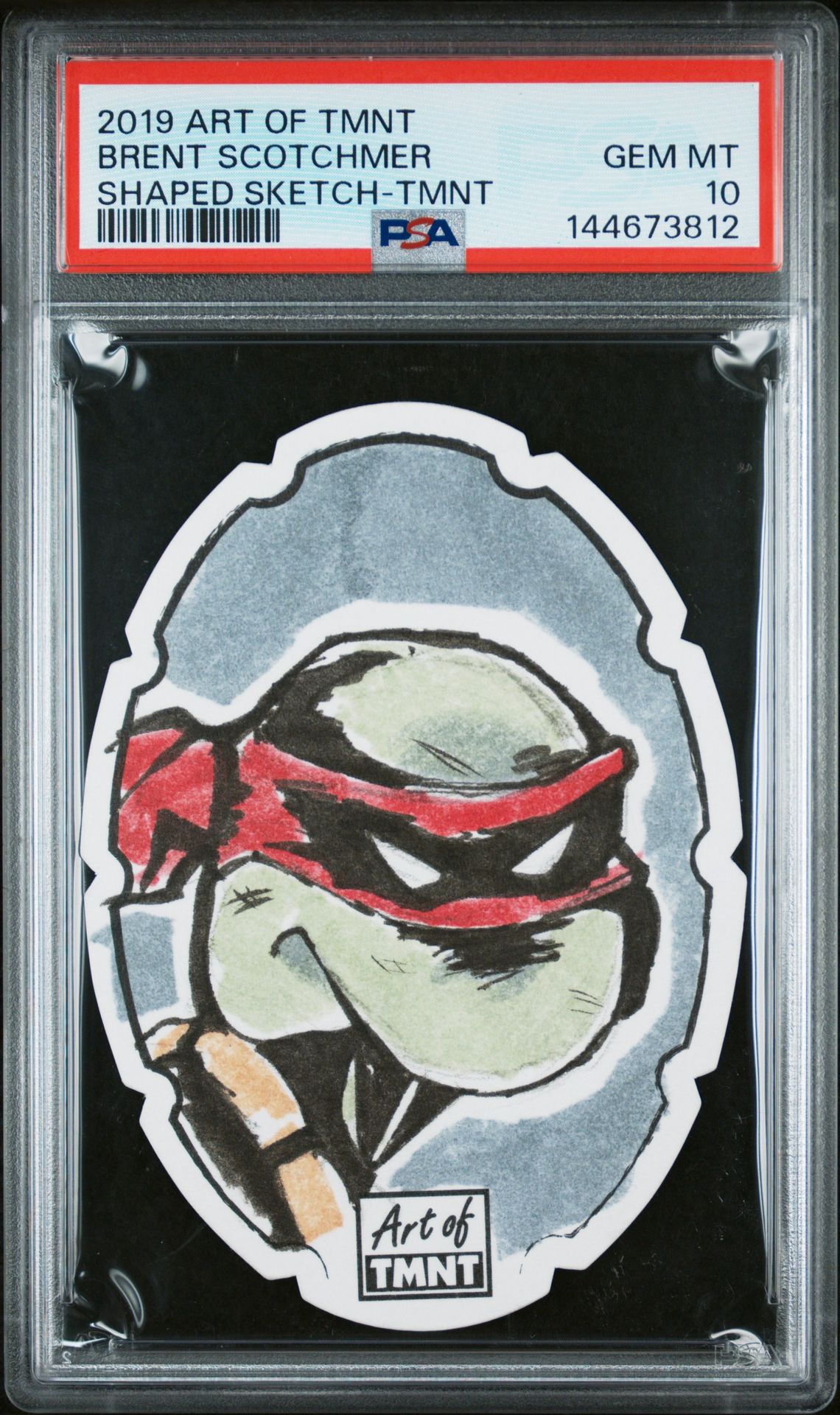 2019 Topps Art Of Teenage Mutant Ninja Turtles Shape Sketch Cards Brent Scotchmer (Shaped Sketch-Tmnt) Gem Mt 10 front