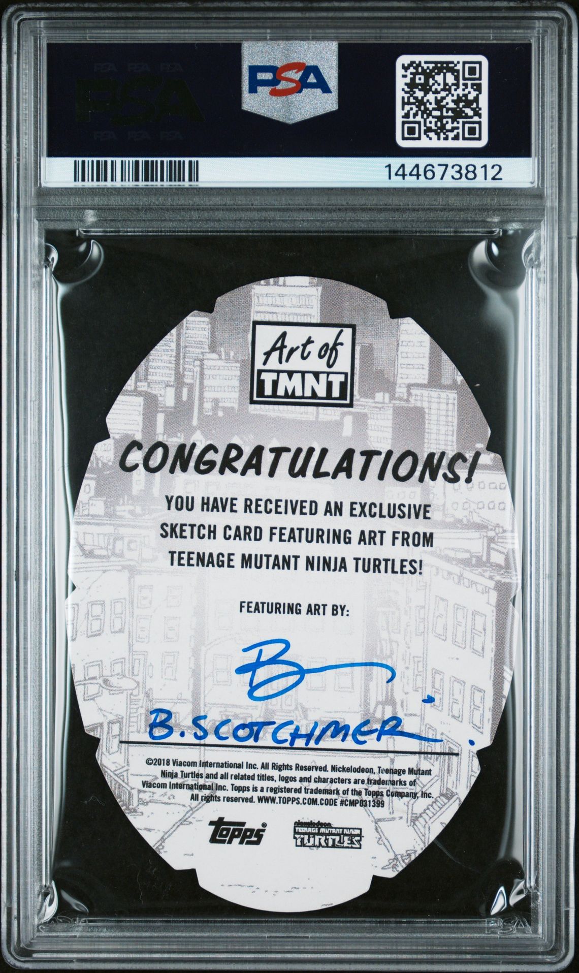2019 Topps Art Of Teenage Mutant Ninja Turtles Shape Sketch Cards Brent Scotchmer (Shaped Sketch-Tmnt) Gem Mt 10 back