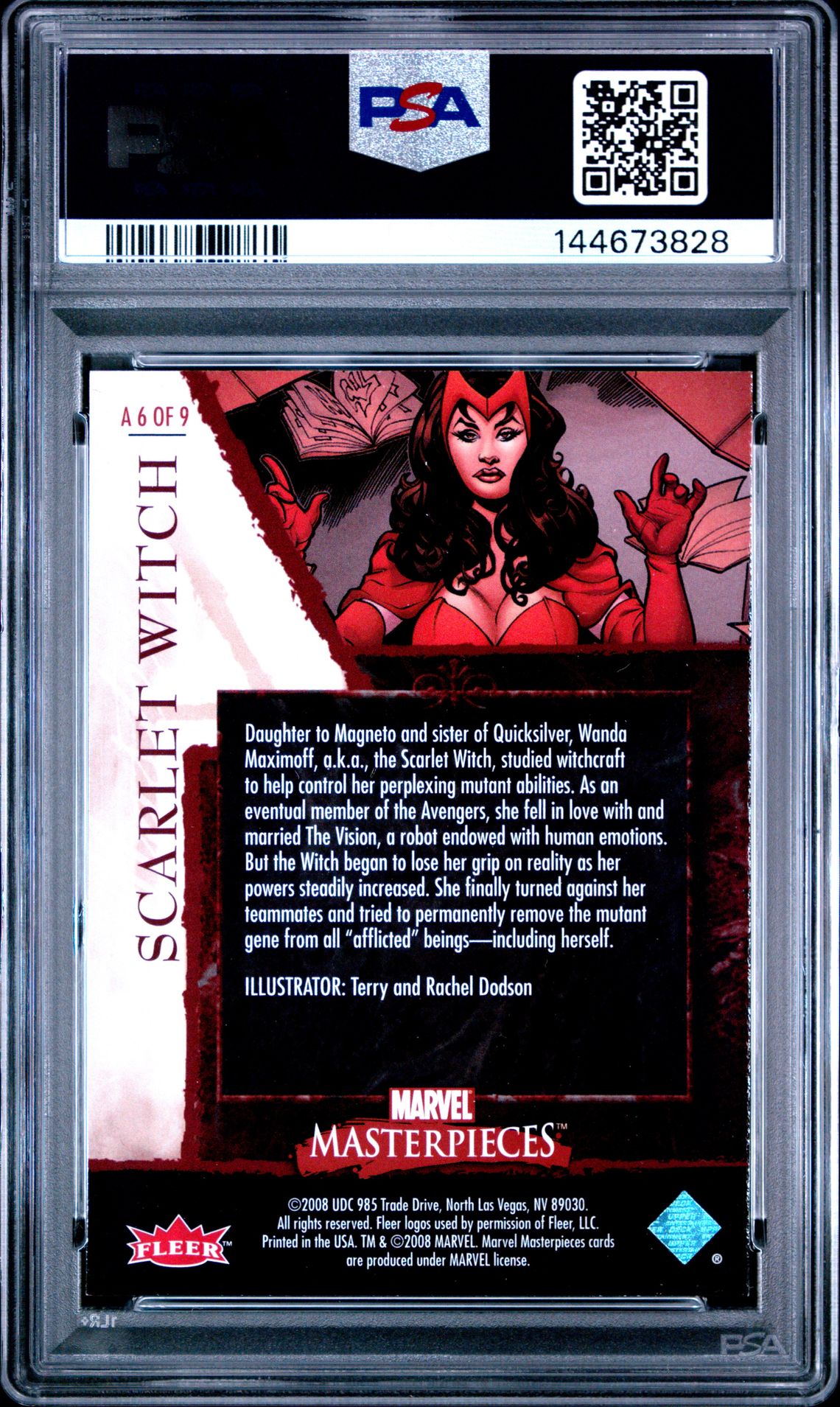2008 Marvel Masterpieces Avengers Scarlet Witch #A6 (Avengers) Mint 9 back