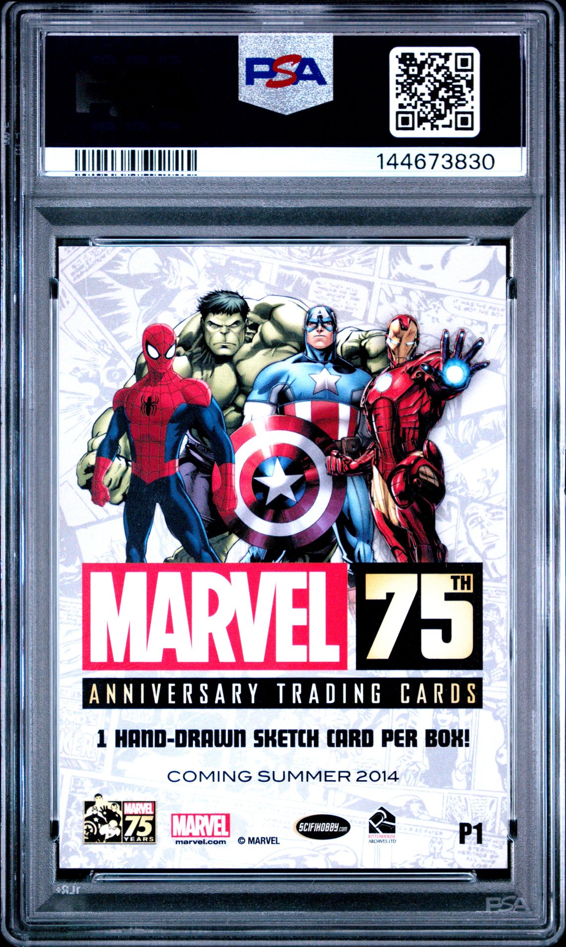 2014 Rittenhouse Archives Marvel 75Th Anniversary Promos Iron Man #P1 (75Th Anniversary Promo) Mint 9 back