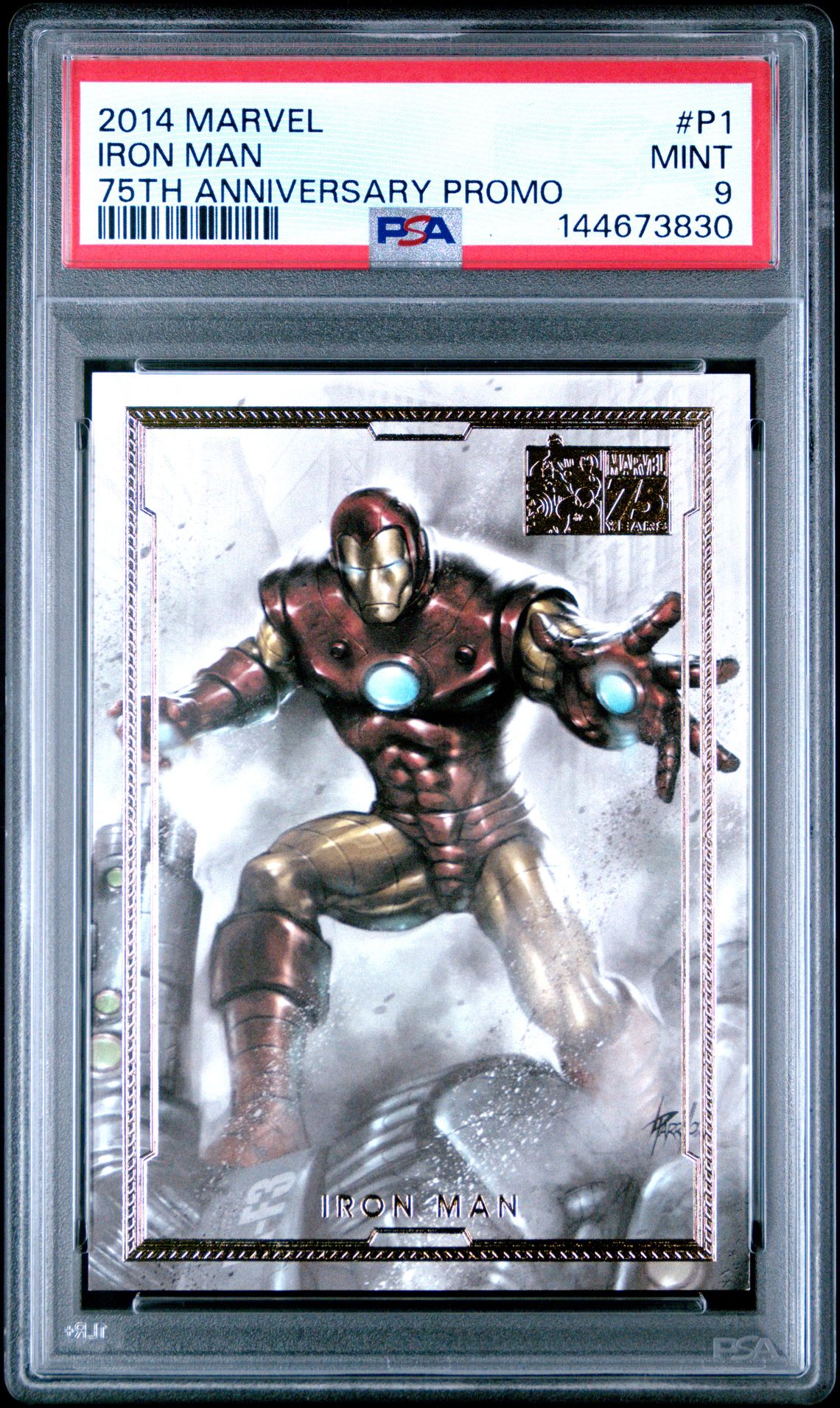 2014 Rittenhouse Archives Marvel 75Th Anniversary Promos Iron Man #P1 (75Th Anniversary Promo) Mint 9 front