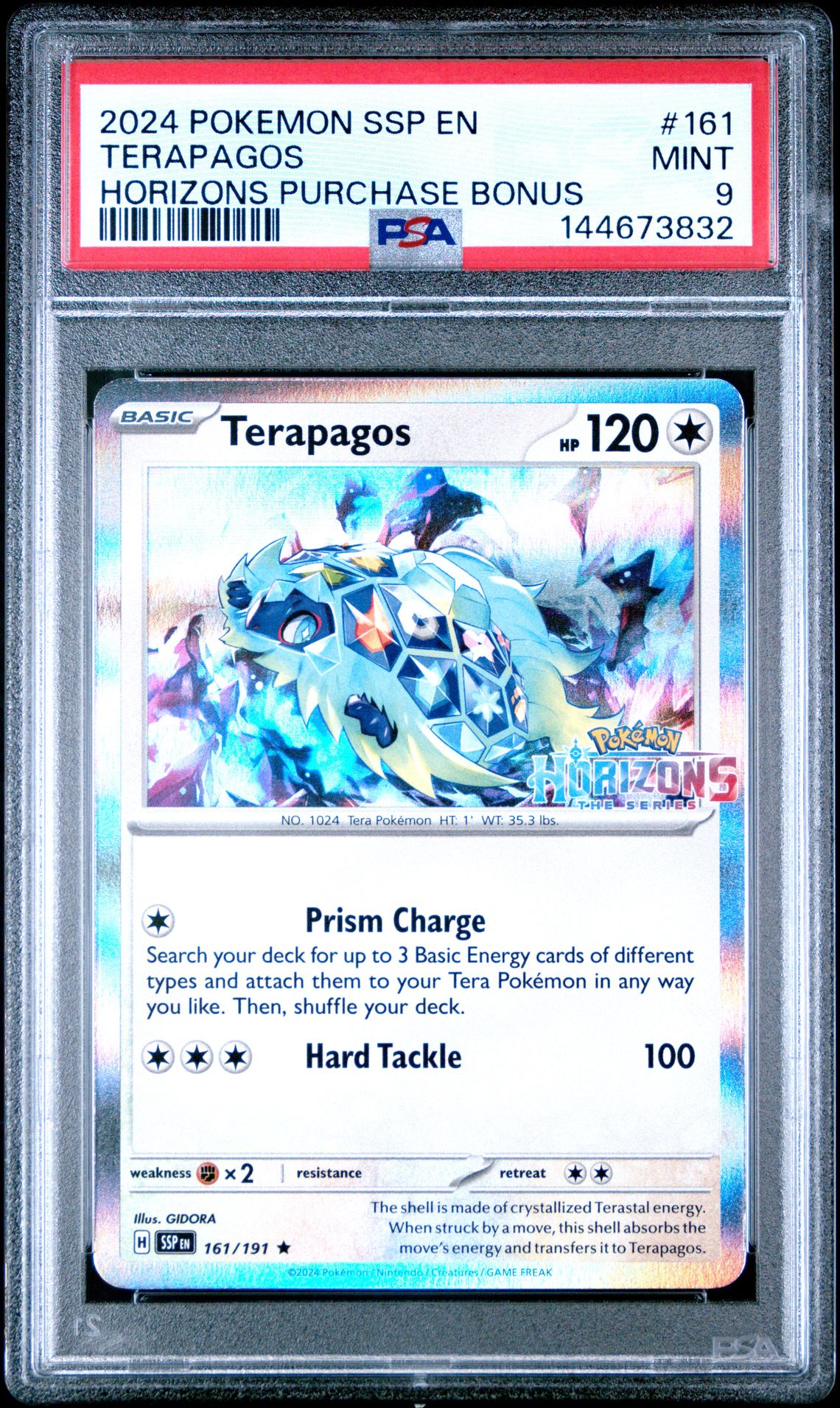 2024 Pokemon Ssp En-Surging Sparks Terapagos #161 (Horizons Purchase Bonus) Mint 9 front