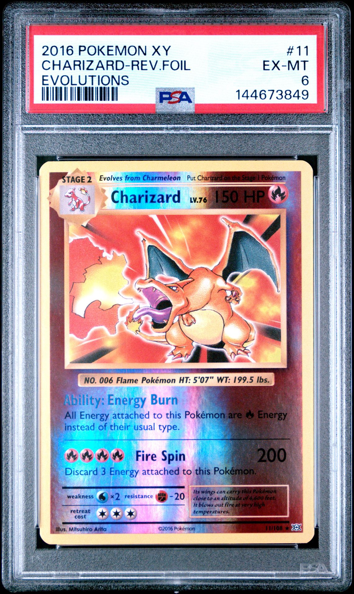 2016 Pokemon Xy Evolutions Charizard-Rev.foil #11 (Evolutions) Ex-Mt 6 front