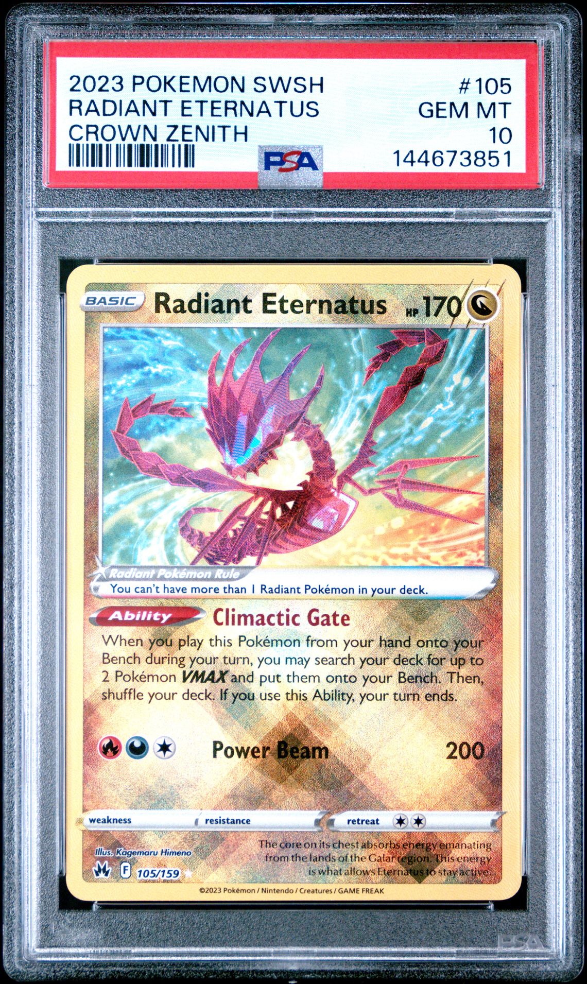 2023 Pokemon Sword And Shield Crown Zenith Radiant Eternatus #105 (Crown Zenith) Gem Mt 10 front