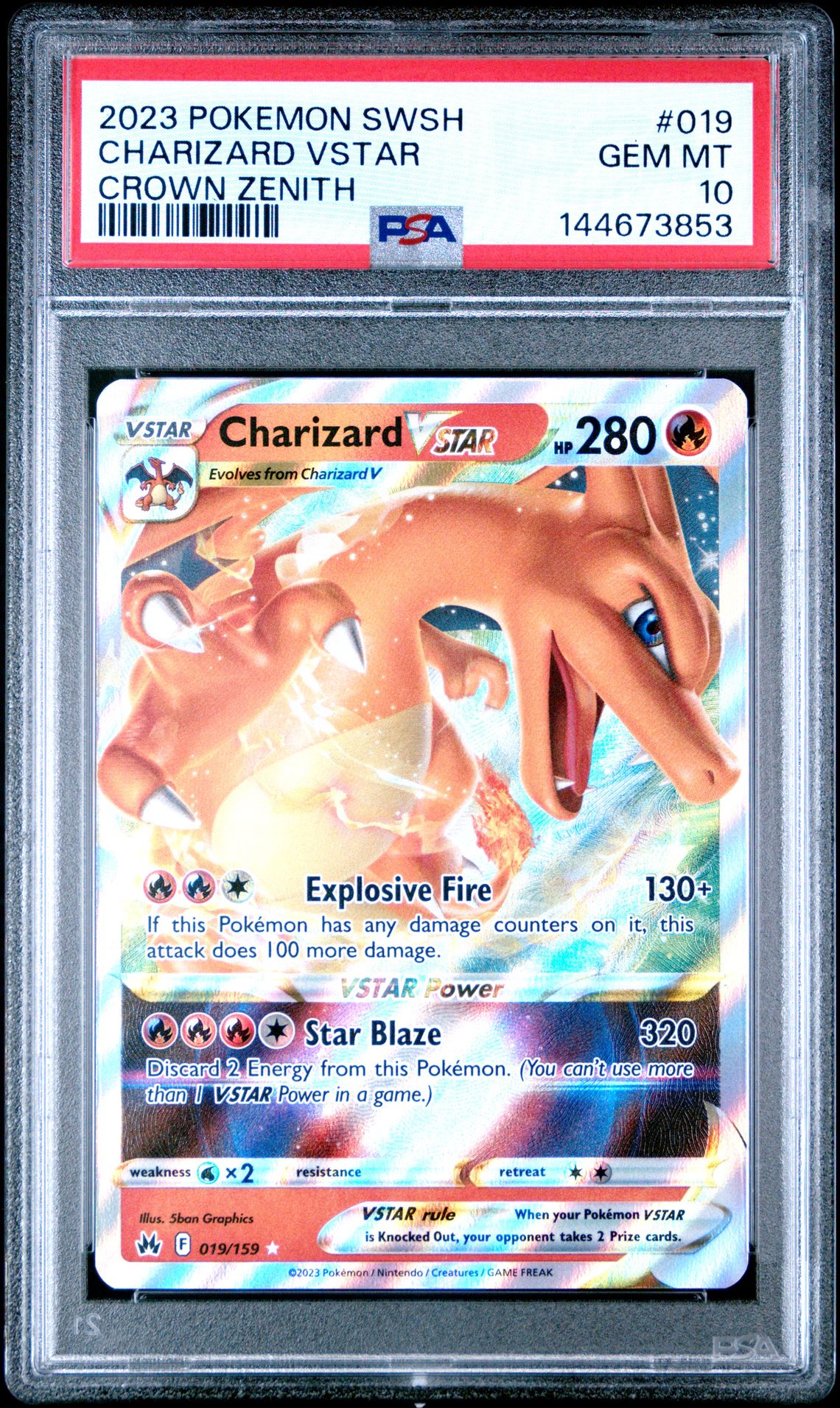 2023 Pokemon Sword And Shield Crown Zenith Charizard Vstar #019 (Crown Zenith) Gem Mt 10 front