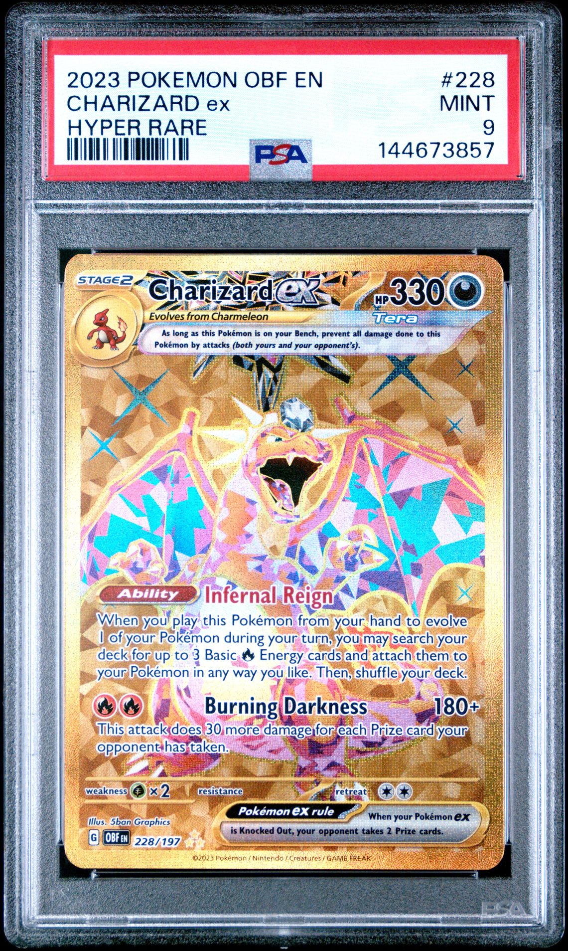 2023 Pokemon Obf En-Obsidian Flames Charizard Ex #228 (Hyper Rare) Mint 9 front