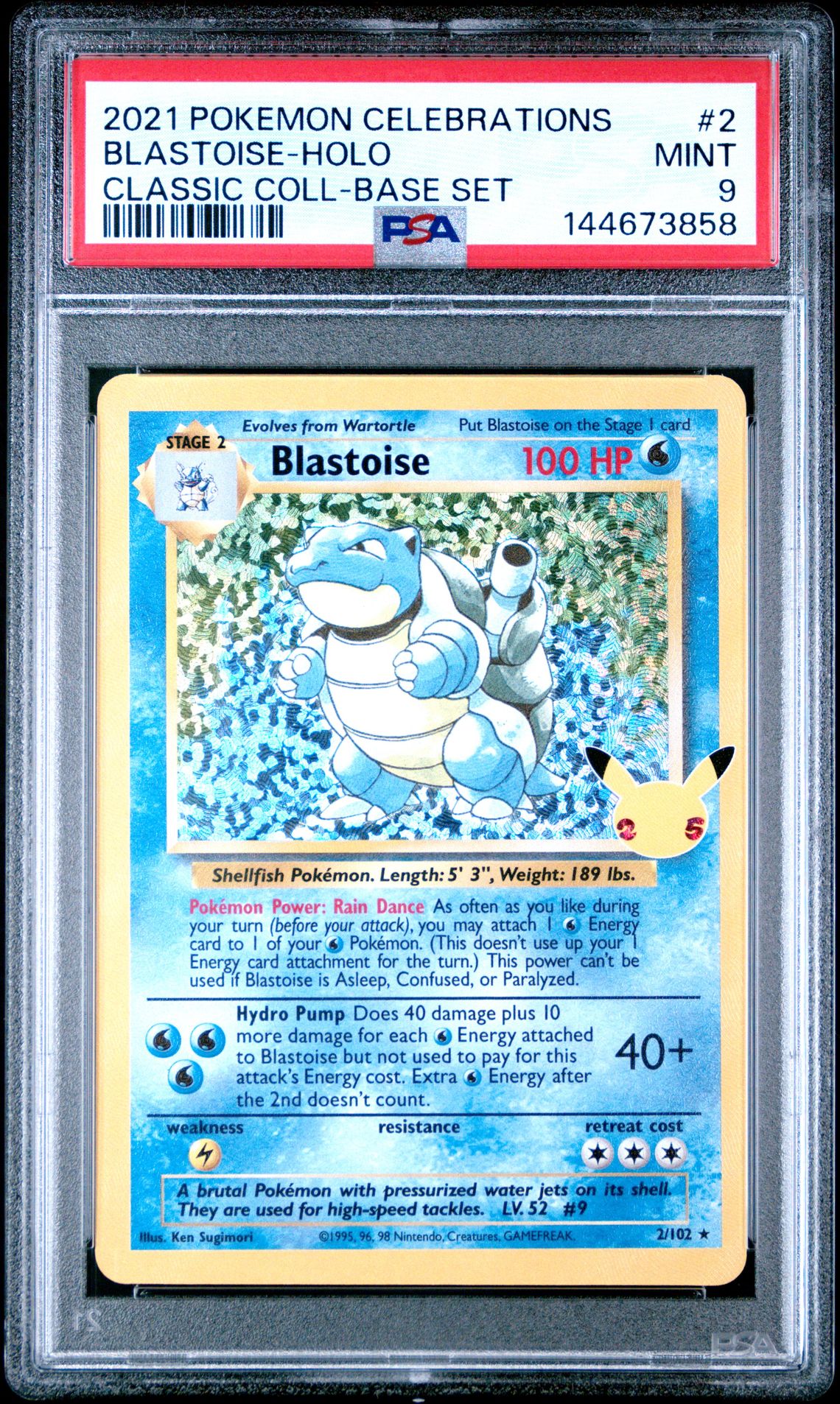 2021 Pokemon Celebrations Classic Collection Blastoise-Holo #2 (Classic Coll-Base Set) Mint 9 front