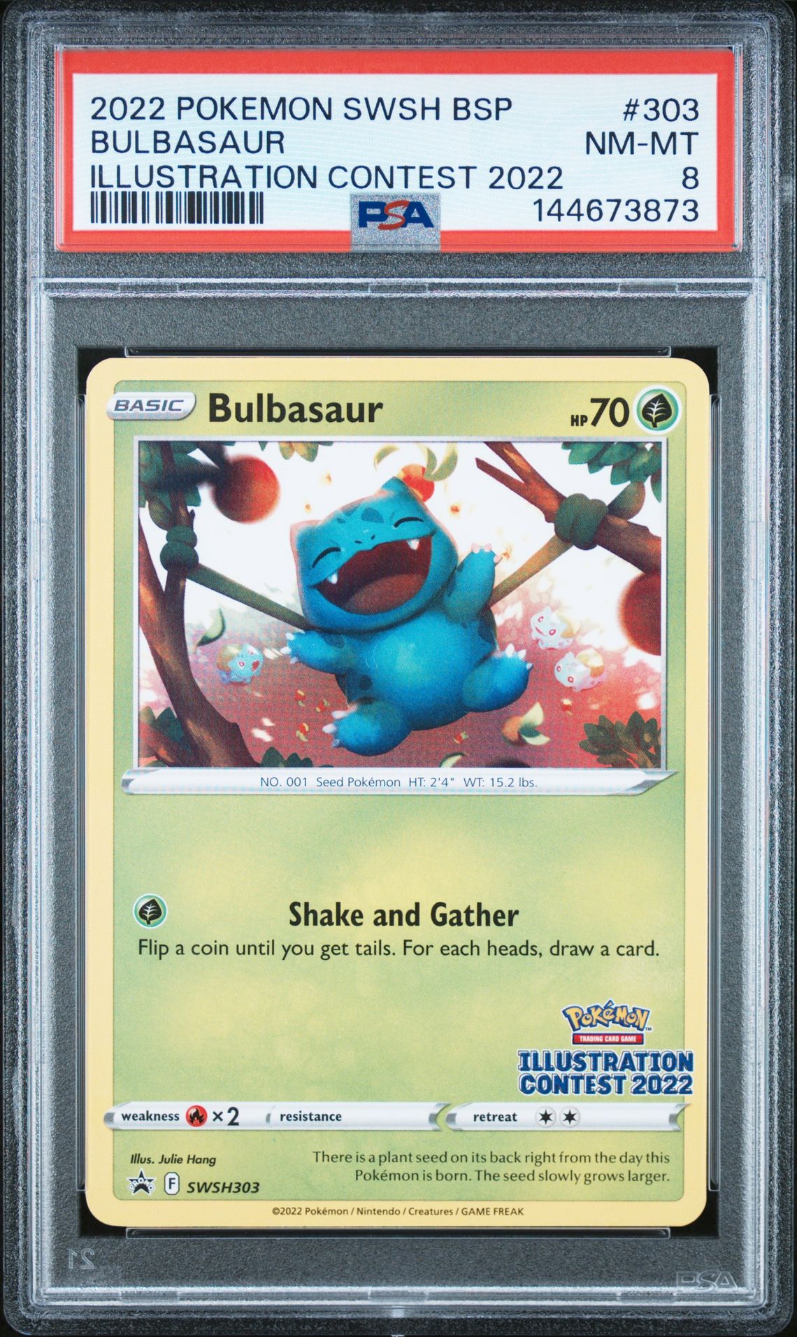 2022 Pokemon Swsh Black Star Promo Bulbasaur #303 (Illustration Contest 2022) Nm-Mt 8 front