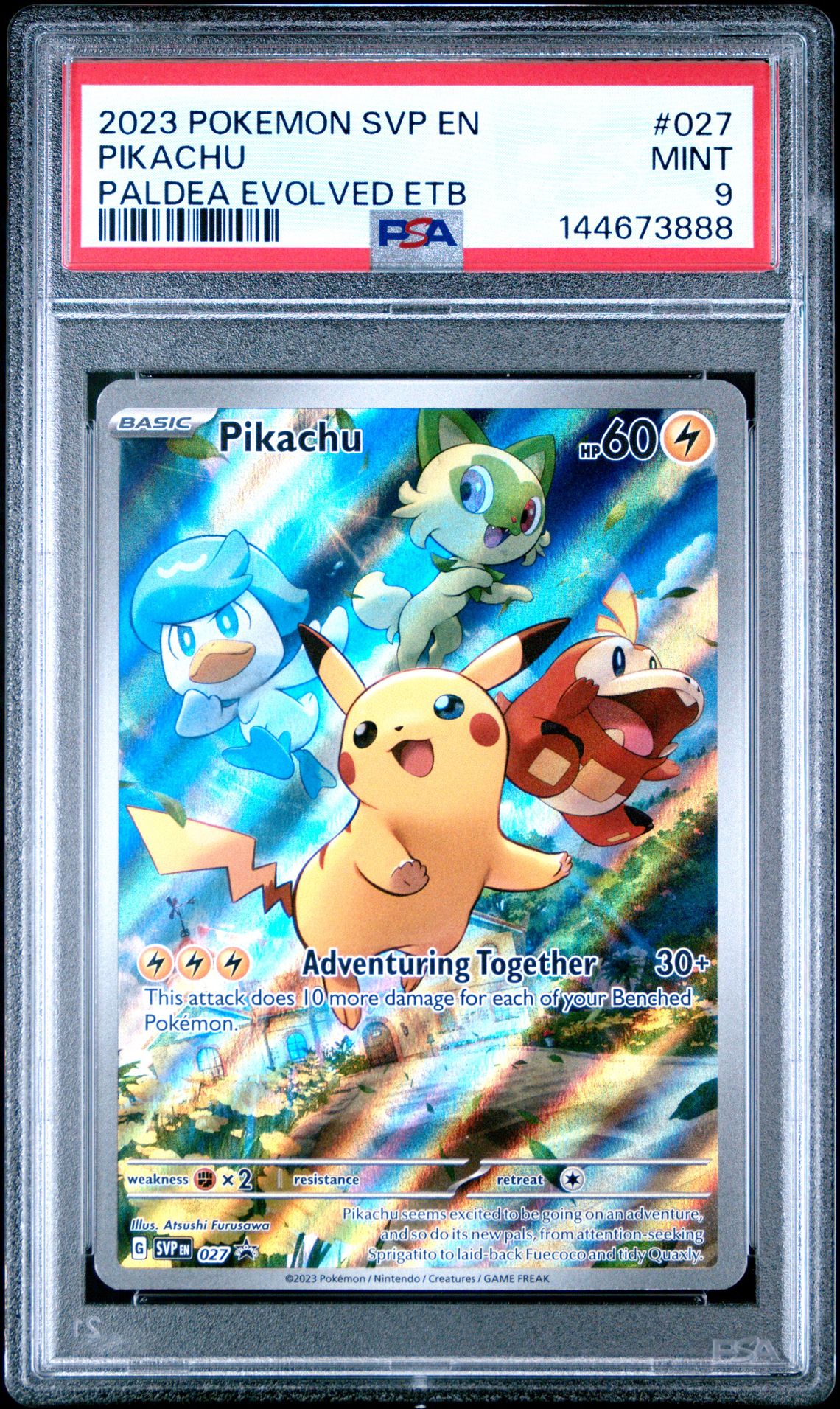 2023 Pokemon Svp En-Sv Black Star Promo Pikachu #027 (Paldea Evolved Etb) Mint 9 front