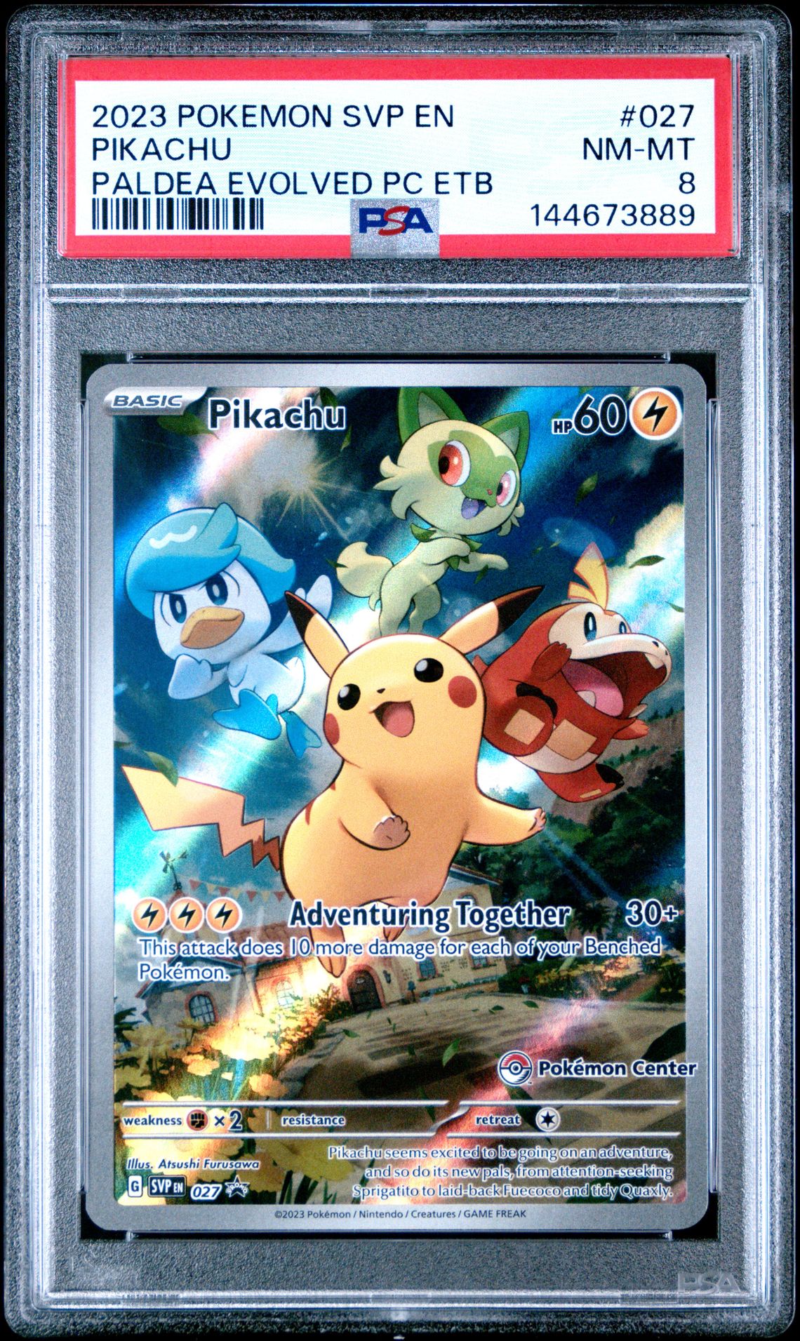 2023 Pokemon Svp En-Sv Black Star Promo Pikachu #027 (Paldea Evolved Pc Etb) Nm-Mt 8 front