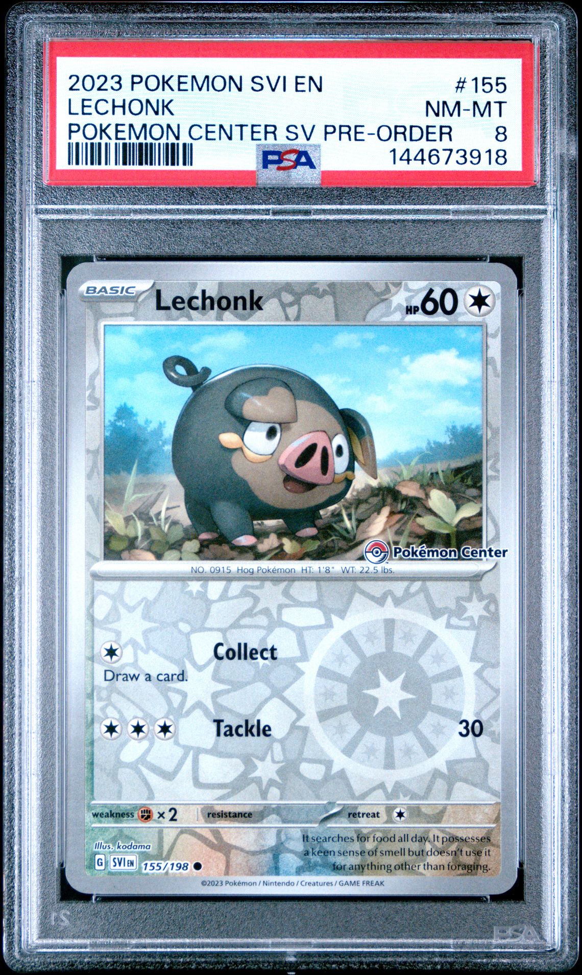 2023 Pokemon Svi En-Scarlet & Violet Lechonk #155 (Pokemon Center Sv Pre-Order) Nm-Mt 8 front