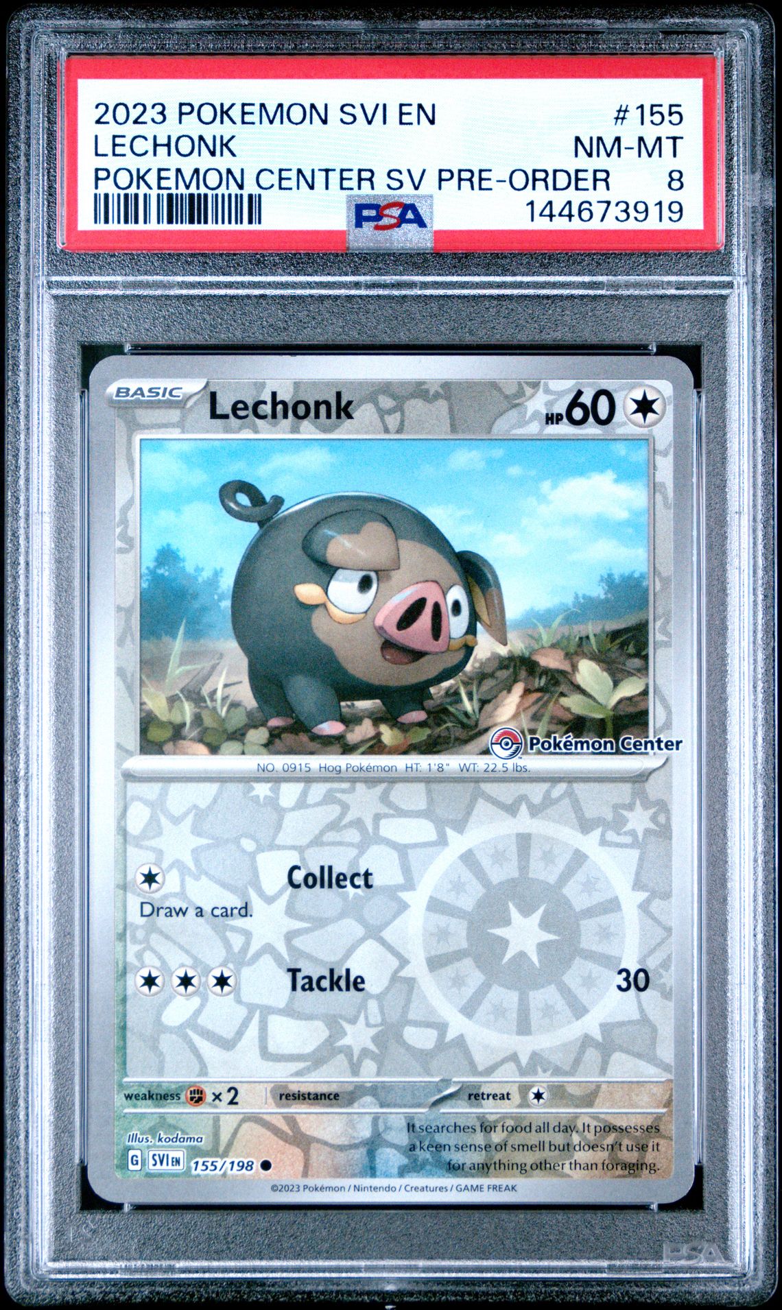 2023 Pokemon Svi En-Scarlet & Violet Lechonk #155 (Pokemon Center Sv Pre-Order) Nm-Mt 8 front
