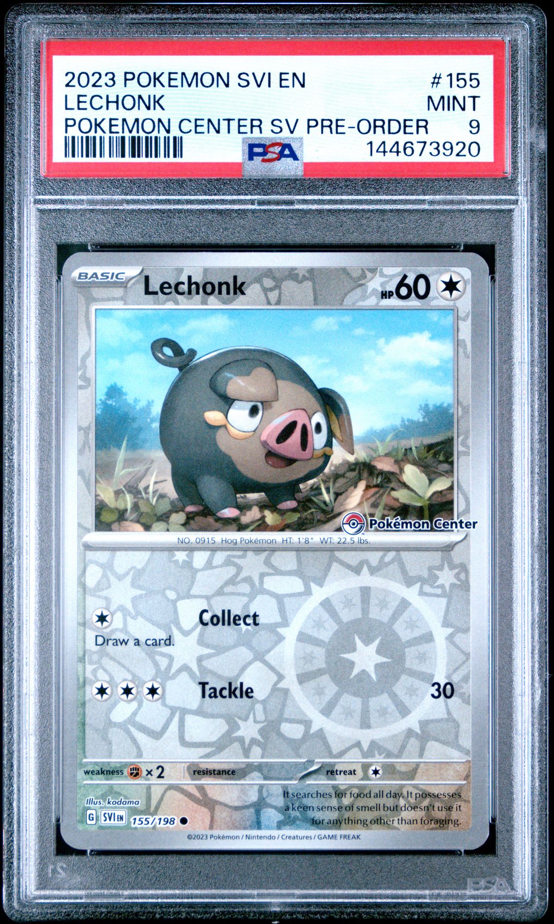 2023 Pokemon Svi En-Scarlet & Violet Lechonk #155 (Pokemon Center Sv Pre-Order) Mint 9 front