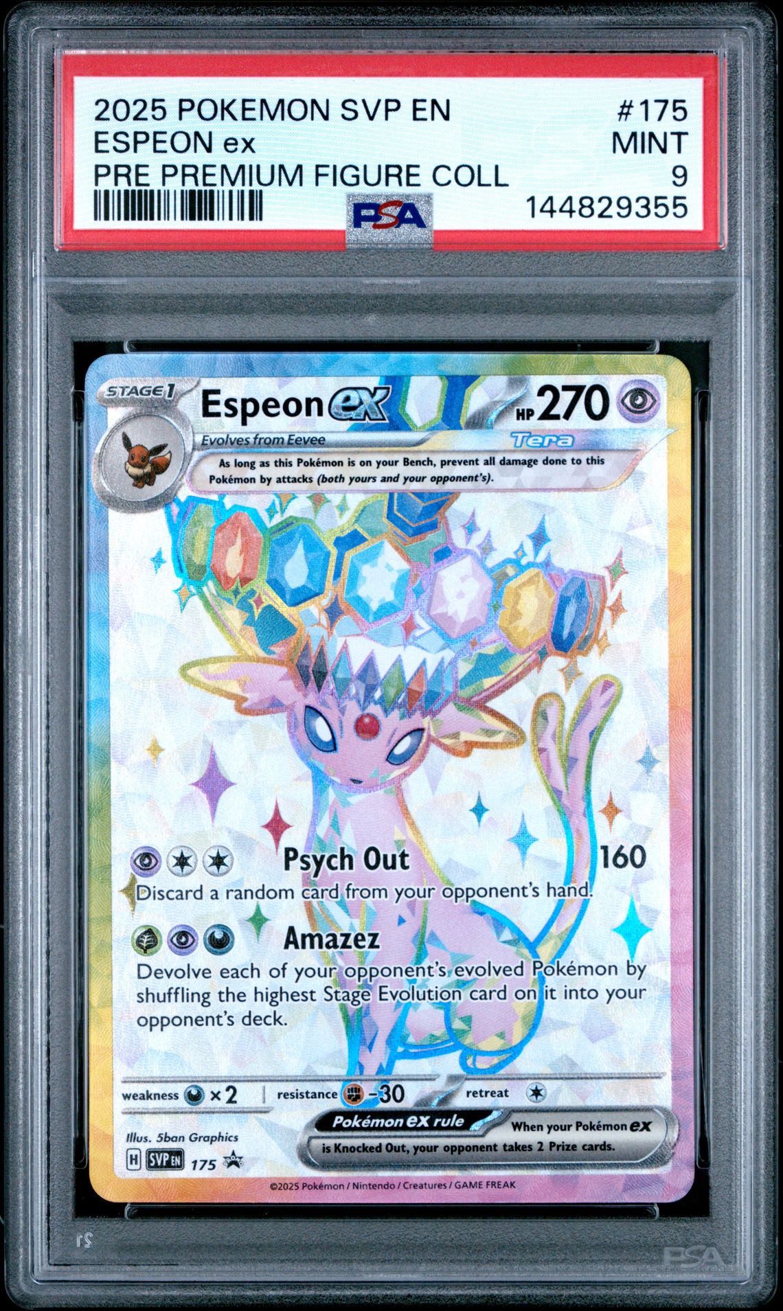 2025 Pokemon Svp En-Sv Black Star Promo Espeon Ex #175 (Pre Premium Figure Coll) Mint 9 front