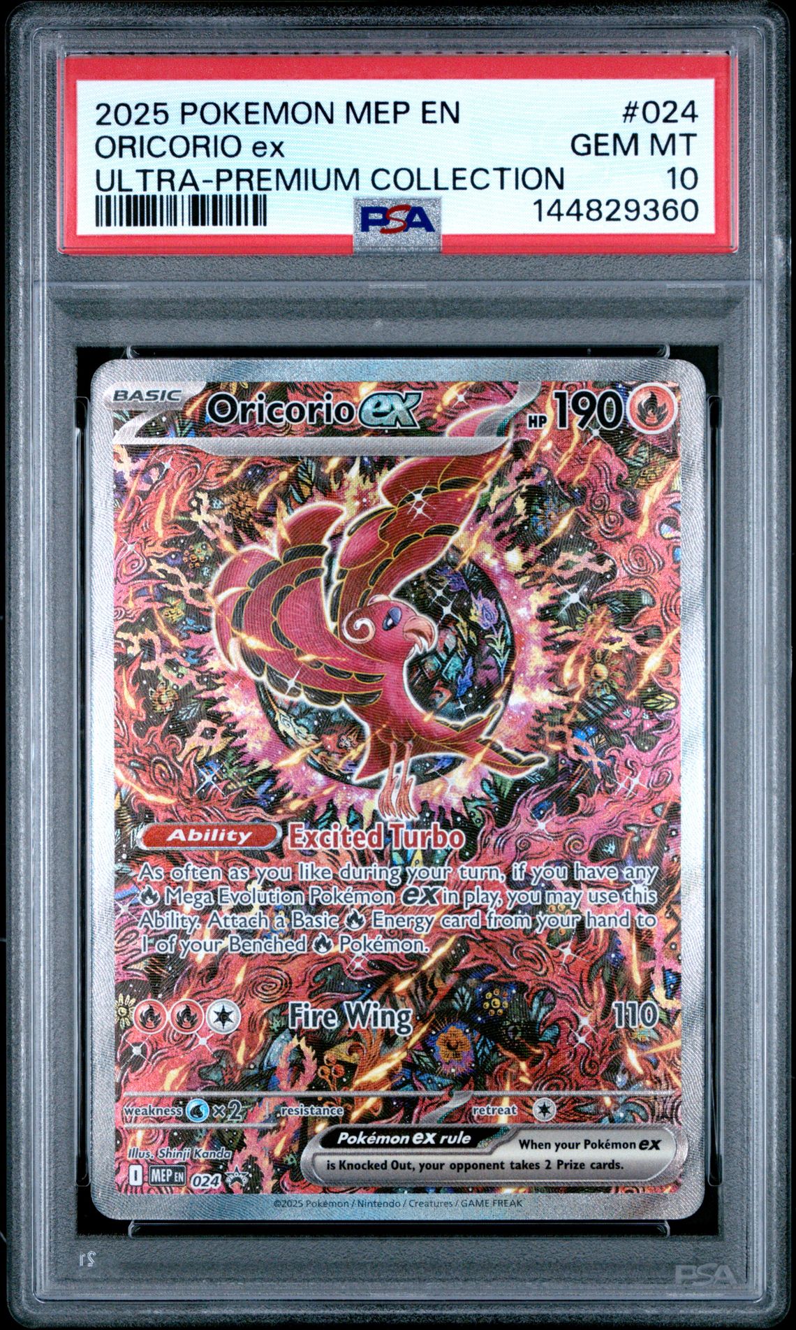 2025 Pokemon Mep En-Me Black Star Promo Oricorio Ex #024 (Ultra-Premium Collection) Gem Mt 10 front