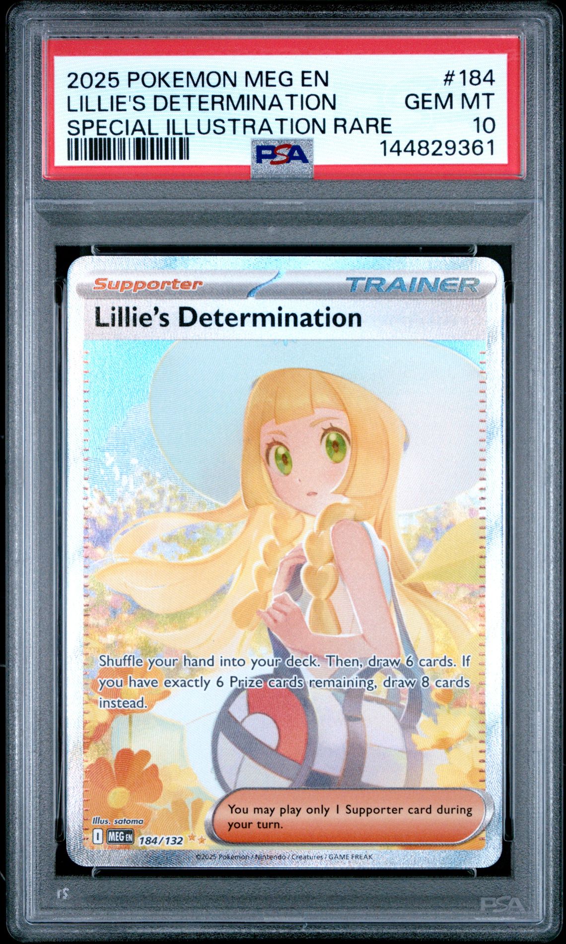 2025 Pokemon Meg En-Mega Evolution Lillie's Determination #184 (Special Illustration Rare) Gem Mt 10 front