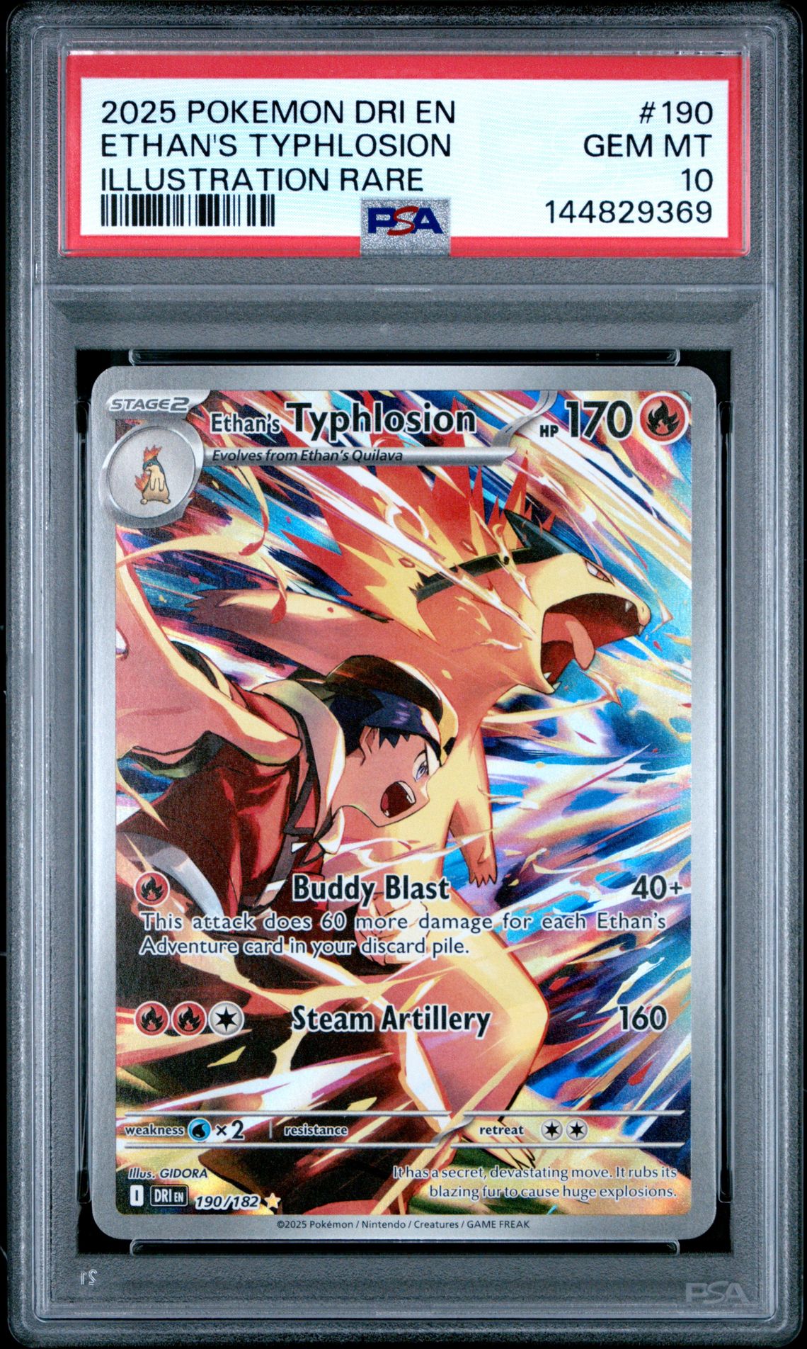 2025 Pokemon Dri En-Destined Rivals Ethan's Typhlosion #190 (Illustration Rare) Gem Mt 10 front