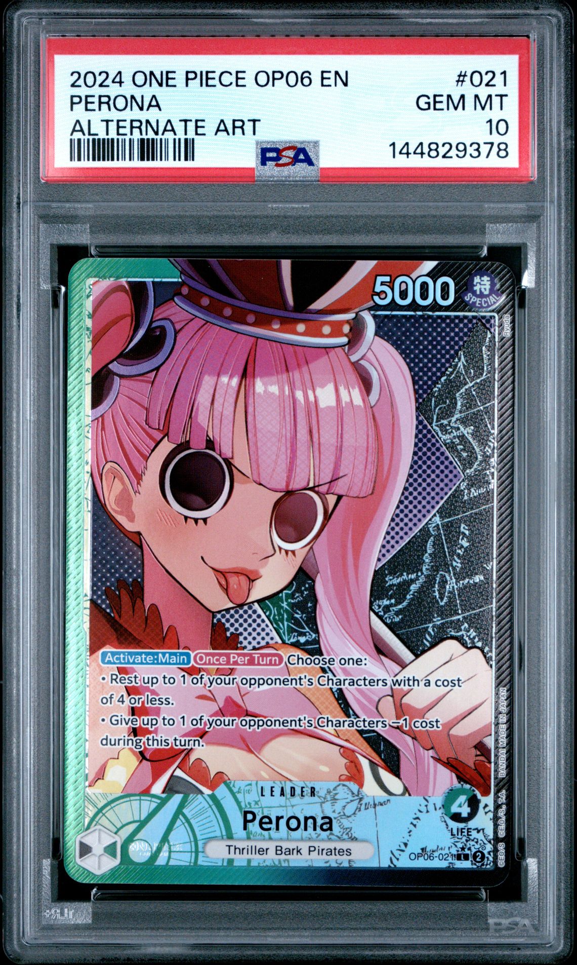 2024 One Piece Op06-Wings Of The Captain Perona #021 (Alternate Art) Gem Mt 10 front