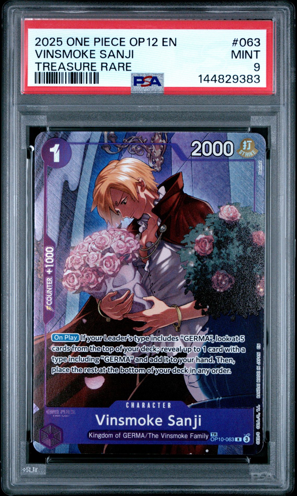 2025 One Piece Op12-Legacy Of The Master Vinsmoke Sanji #063 (Treasure Rare) Mint 9 front