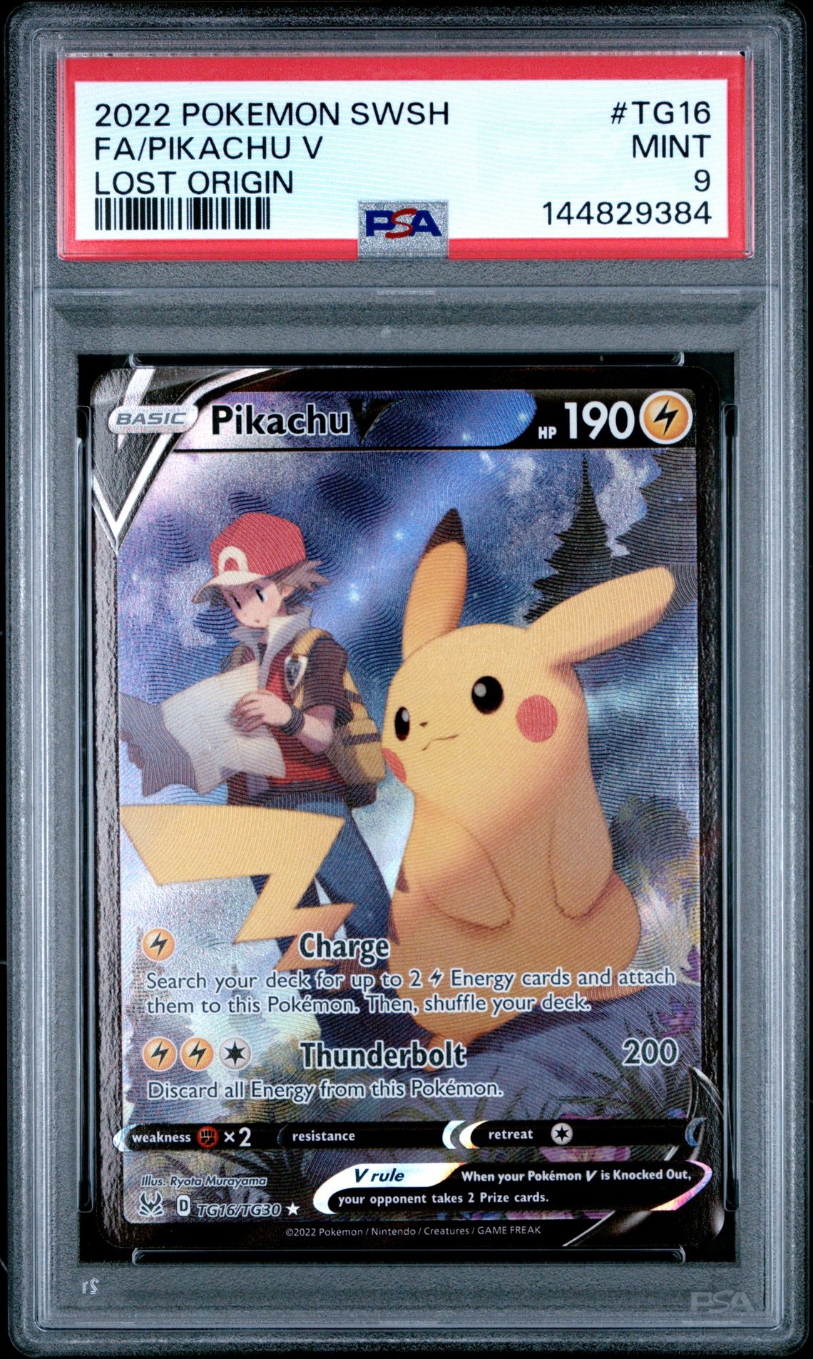 2022 Pokemon Sword & Shield Lost Origin Fa/Pikachu V #Tg16 (Lost Origin) Mint 9 front