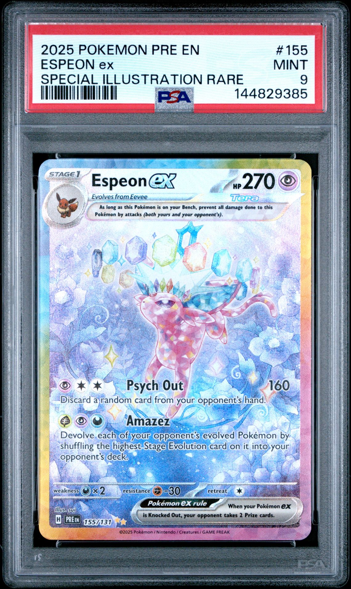 2025 Pokemon Pre En-Prismatic Evolutions Espeon Ex #155 (Special Illustration Rare) Mint 9 front