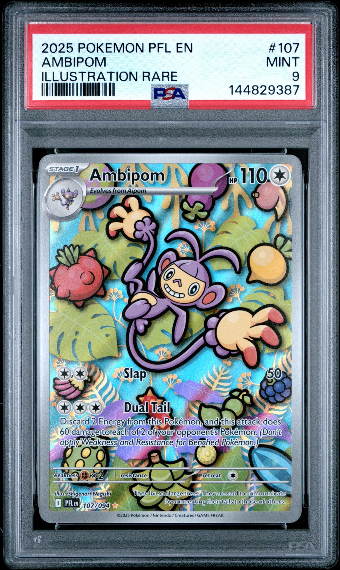 2025 Pokemon Pfl En-Phantasmal Flames Ambipom #107 (Illustration Rare) Mint 9 front