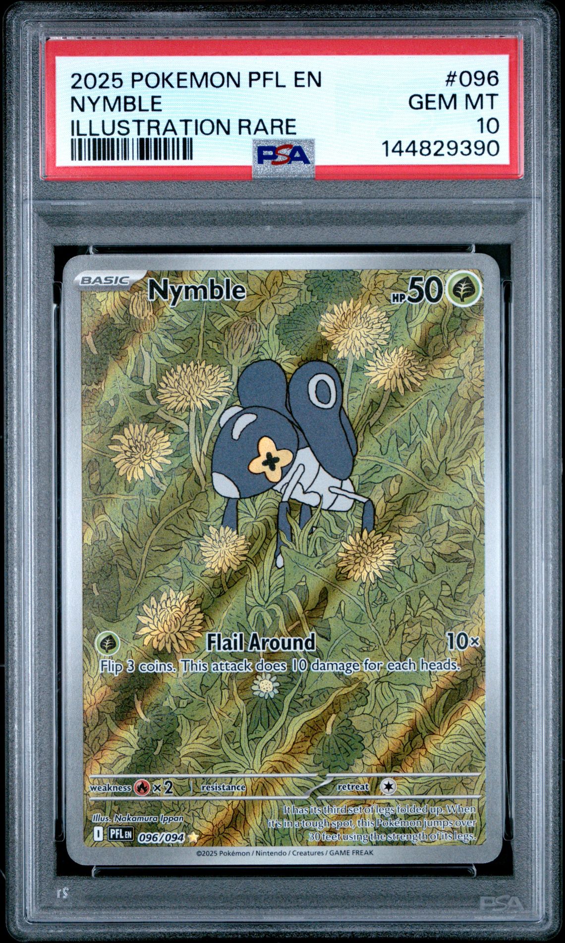 2025 Pokemon Pfl En-Phantasmal Flames Nymble #096 (Illustration Rare) Gem Mt 10 front