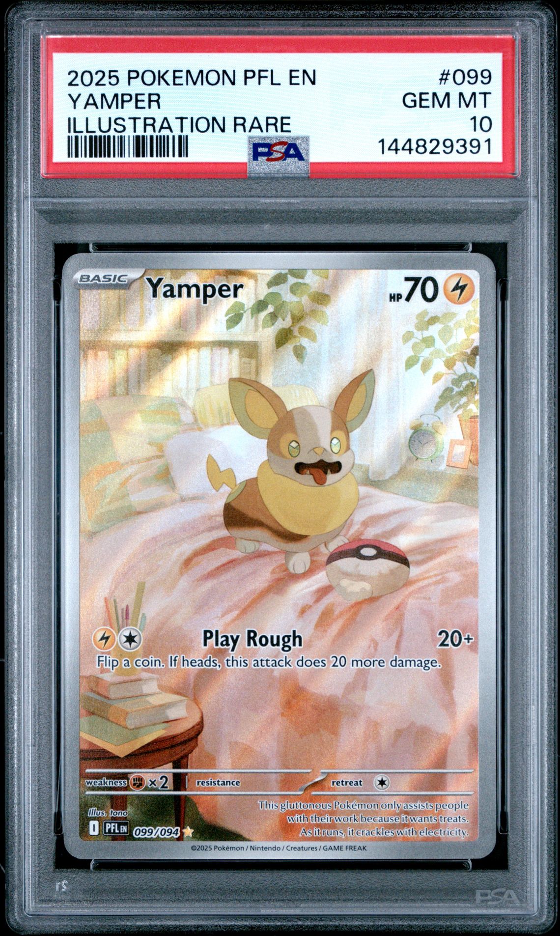 2025 Pokemon Pfl En-Phantasmal Flames Yamper #099 (Illustration Rare) Gem Mt 10 front