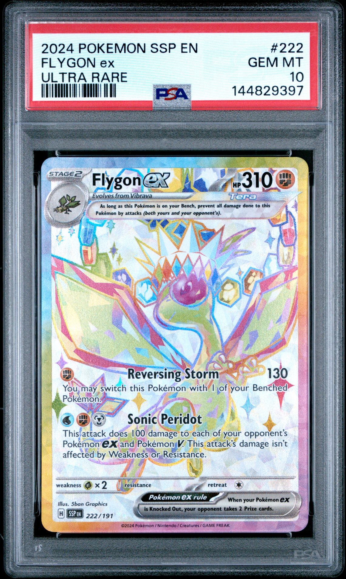 2024 Pokemon Ssp En-Surging Sparks Flygon Ex #222 (Ultra Rare) Gem Mt 10 front