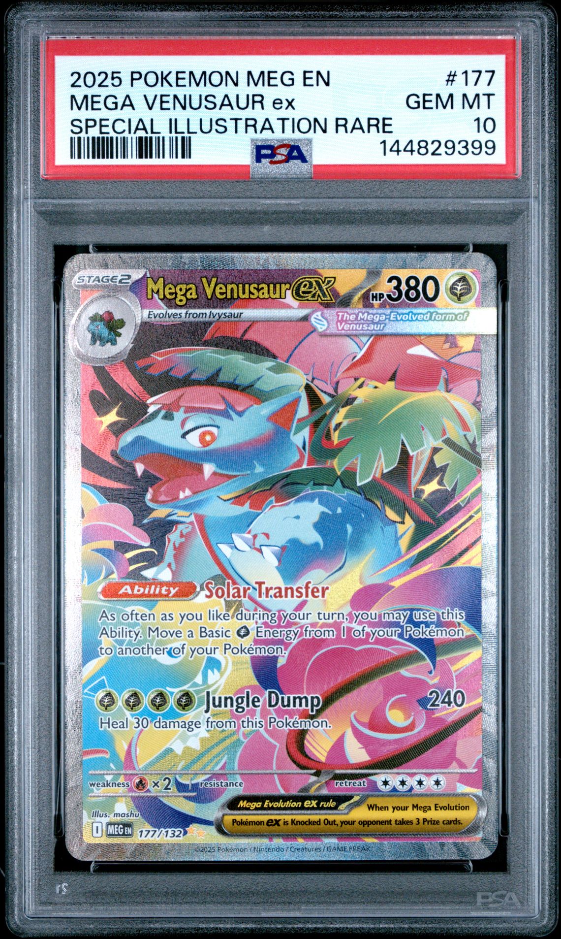 2025 Pokemon Meg En-Mega Evolution Mega Venusaur Ex #177 (Special Illustration Rare) Gem Mt 10 front