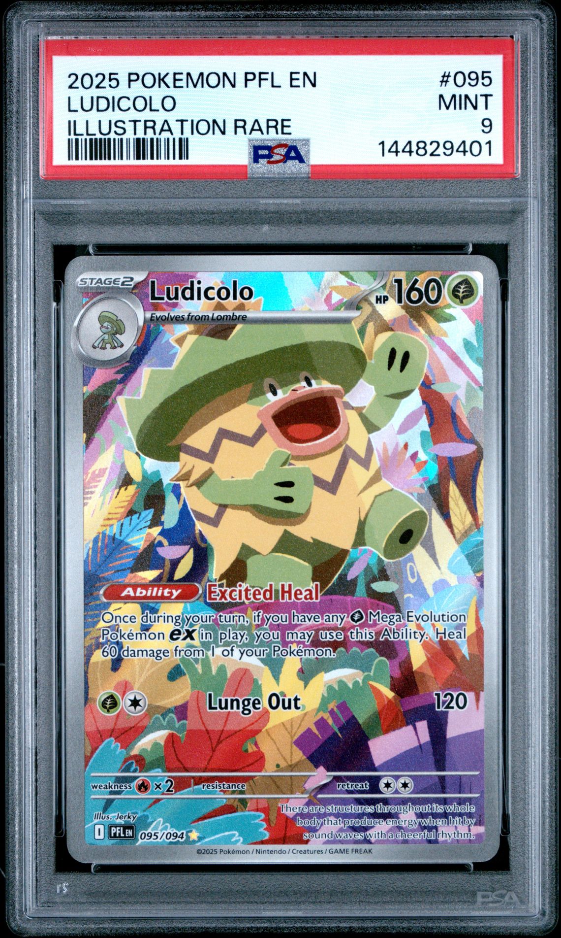 2025 Pokemon Pfl En-Phantasmal Flames Ludicolo #095 (Illustration Rare) Mint 9 front