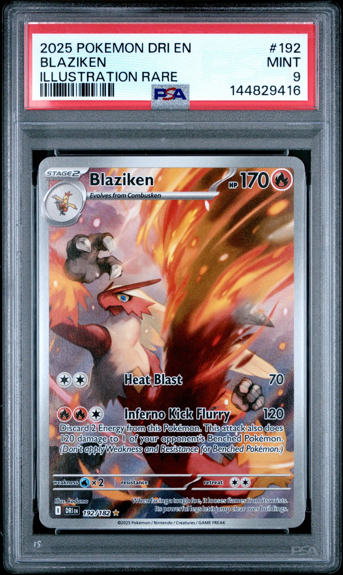 2025 Pokemon Dri En-Destined Rivals Blaziken #192 (Illustration Rare) Mint 9 front